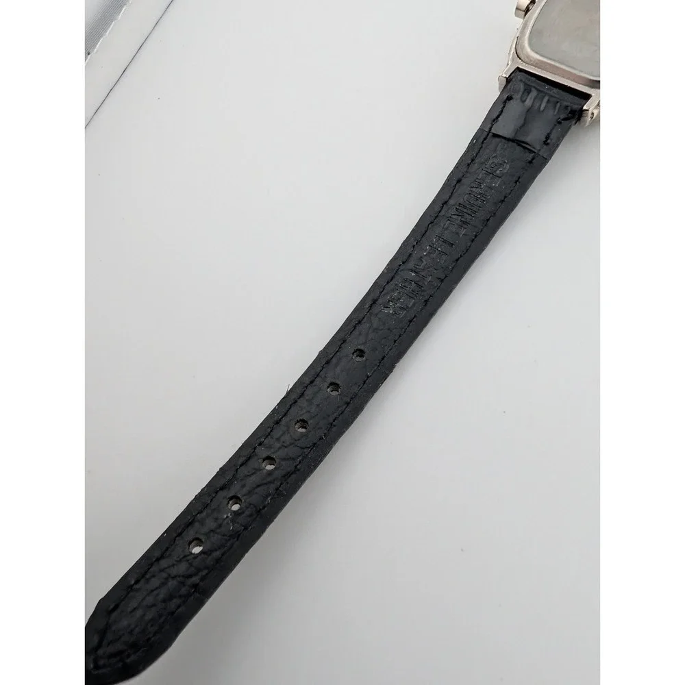 SKC Watch Women 23mm Silver Case Black Leather Band- New Battery